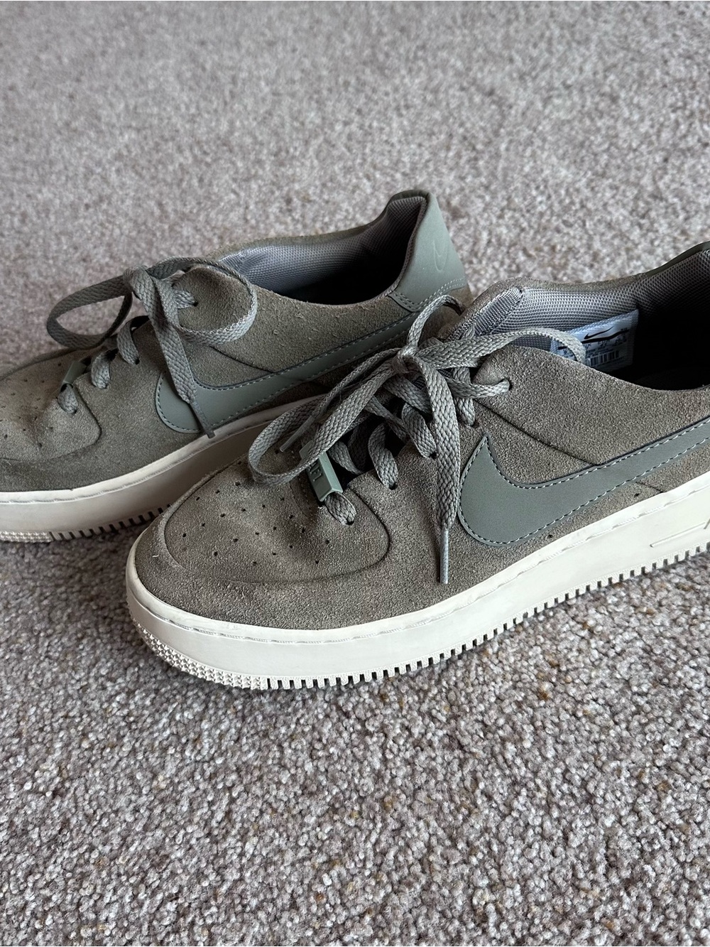 Nike Olive Green Suede Platform Sneakers